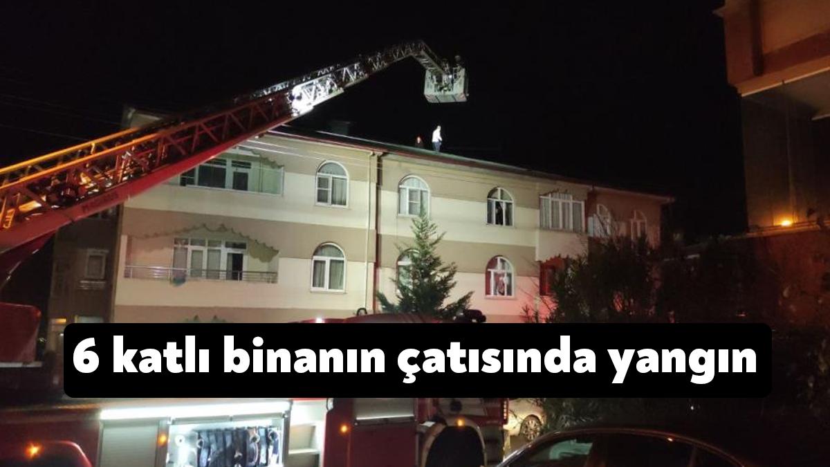 Kocaeli’nin Gebze ilçesinde 6 katlı bir binanın çatısında çıkan yangın