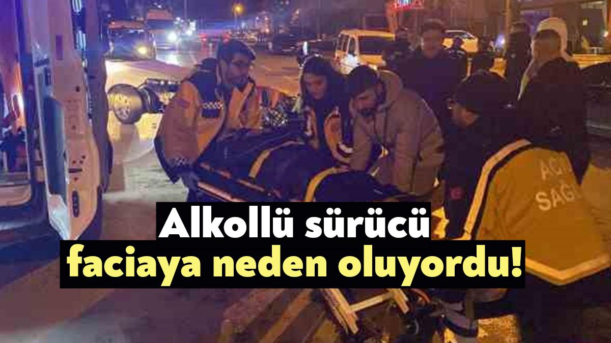 Kocaeli’nin Gebze ilçesinde alkollü sürücünün kullandığı otomobil, sürücüsünün cadde üzerinde