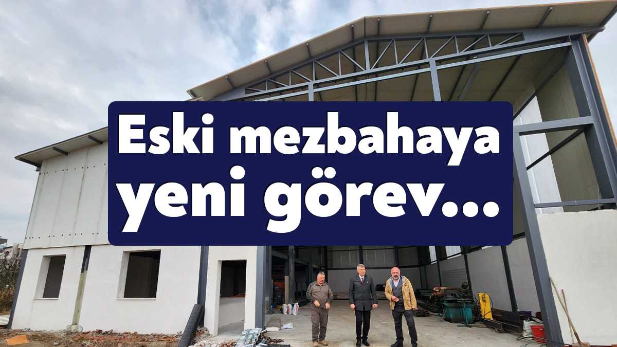 Gölcük Belediyesi tarafından sökümü yapılan çelik konstrüksiyon eski mezbaha binasını,