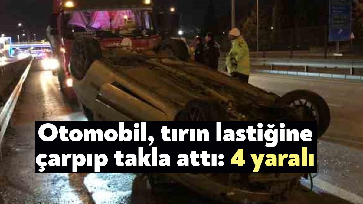 Kocaeli'de tırın lastiğine çarpan otomobil kontrolden çıkarak takla attı. Ters