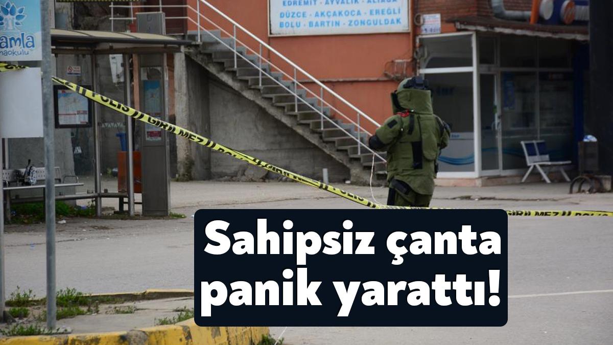 Kocaeli'nin Başiskele ilçesinde otobüs durağında unutulan sırt çantası panik oluşturdu.