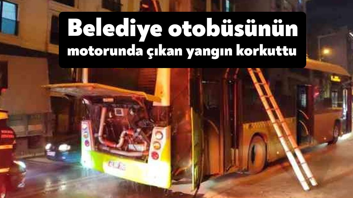 Kocaeli’nin Gebze ilçesinde seyir halindeki belediye otobüsünün motor kısmında çıkan