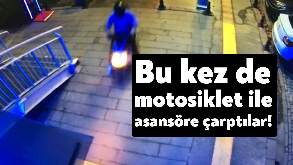 Sekapark’ta Bilim Merkezi Tramvay İstasyonu Üst Geçidi’nde güney asansöre motosikleti