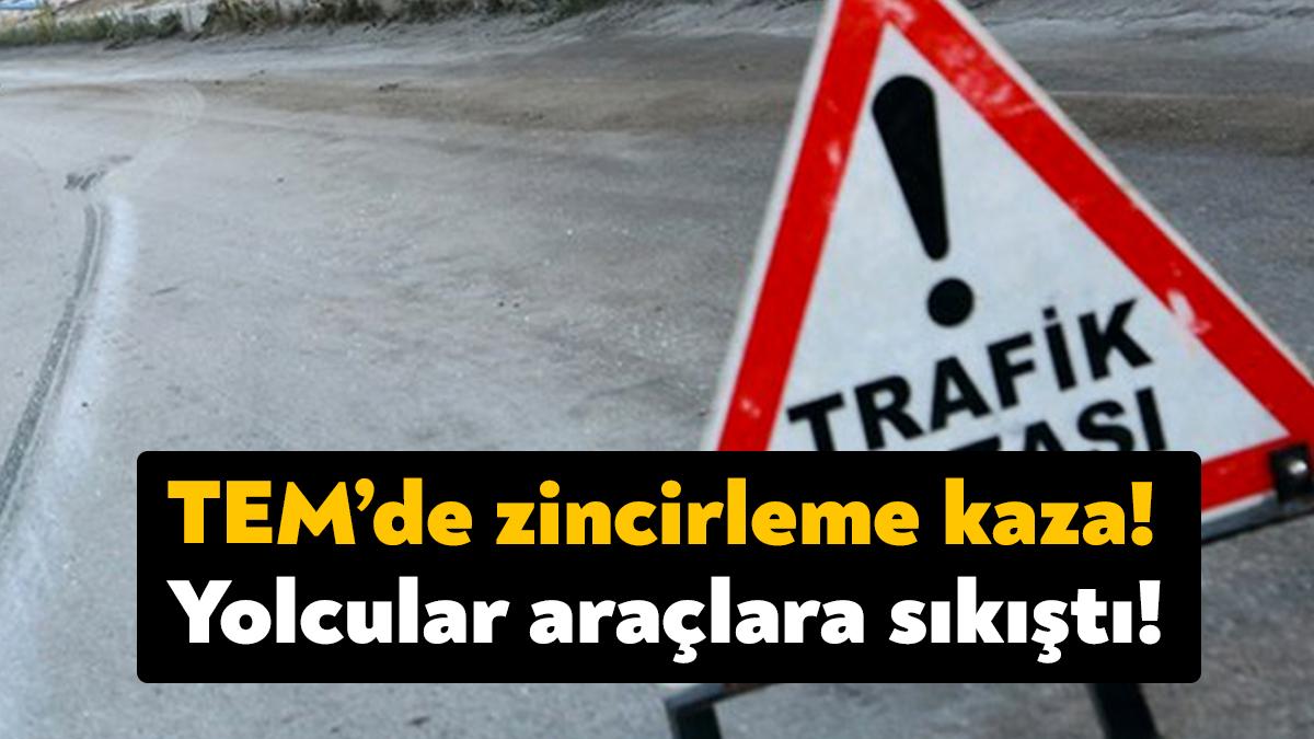 TEM Otoyolu Kocaeli geçişinde yoğunlaşan trafikte yavaşlayamayan işçi servisi önce