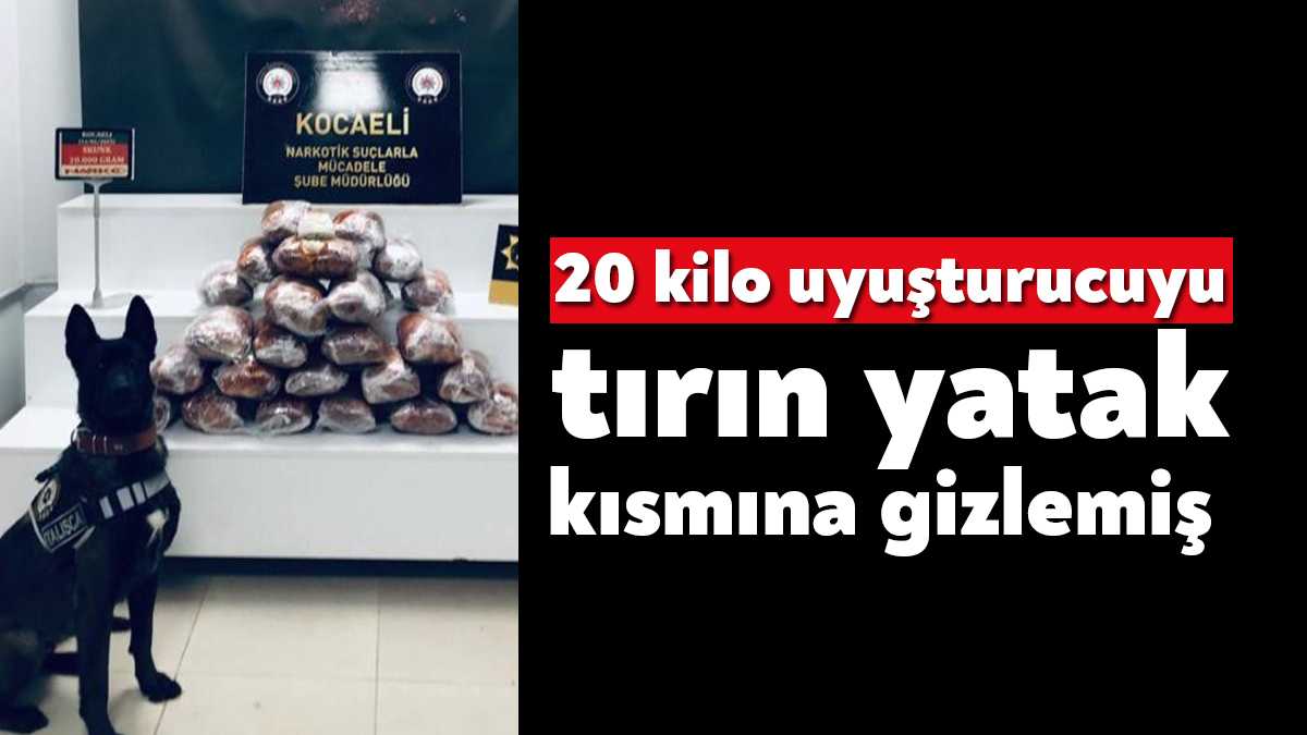 Kocaeli'de polis ekipleri tarafından TEM Otoyolu’nda durdurulan bir tırın şoför