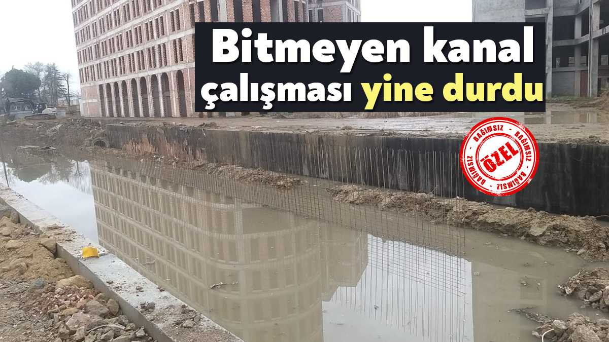 İSU’nun Kartepe Gülümser sokakta yapılan kanal çalışmasında çalışmalar yine durdu.