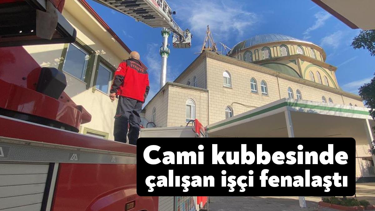 Kocaeli'nin Körfez ilçesinde cami kubbesinin onarımında çalışan işçi baygınlık geçirdi.