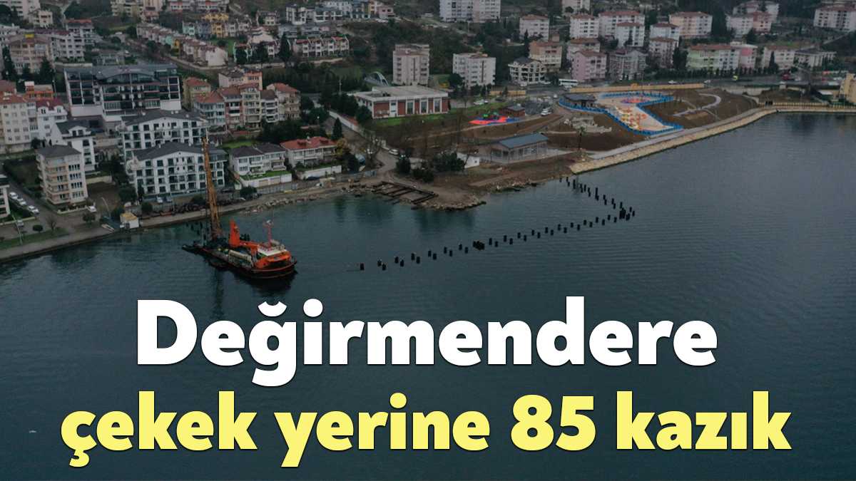 Büyükşehir, Gölcük Değirmendere’de yapımına başladığı kayık-çekek yeri için kazık çakma