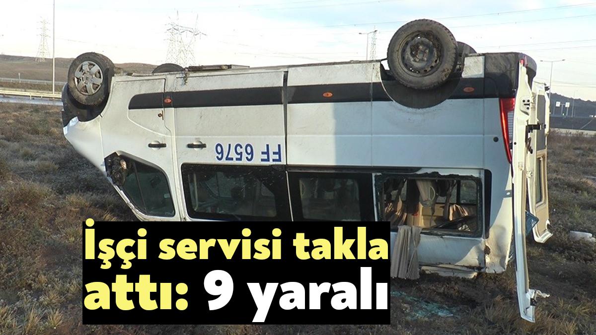 Kocaeli’nin Gebze ilçesi Kuzey Marmara Otoyolu bağlantısında işçi servisi takla