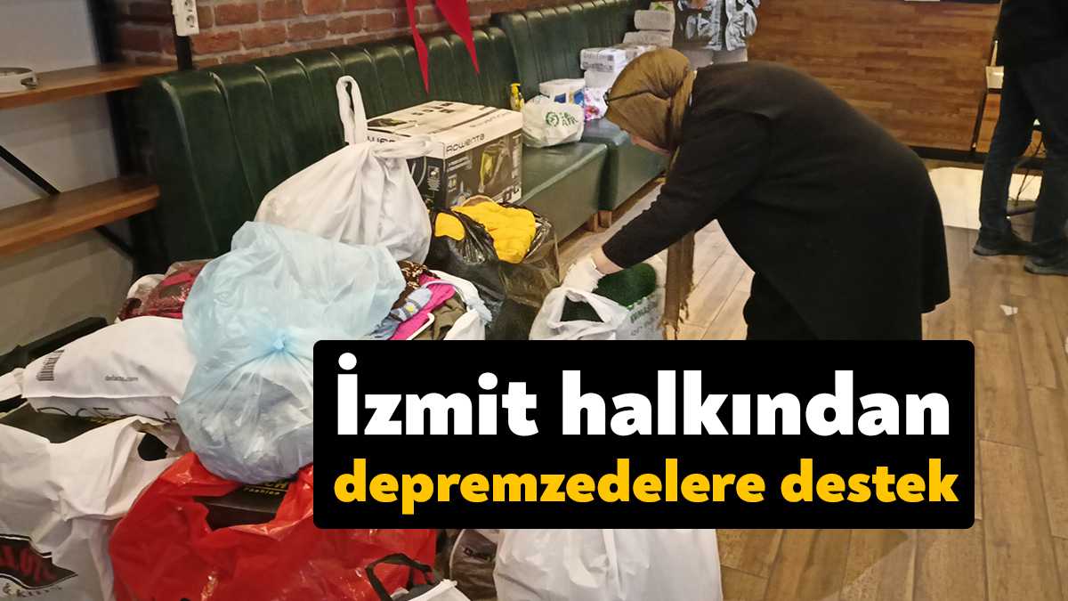 İzmit Belediyesi’nin çağrısıyla İzmitli vatandaşlar depremzedelere gönderilmek üzere kıyafet, çocuk