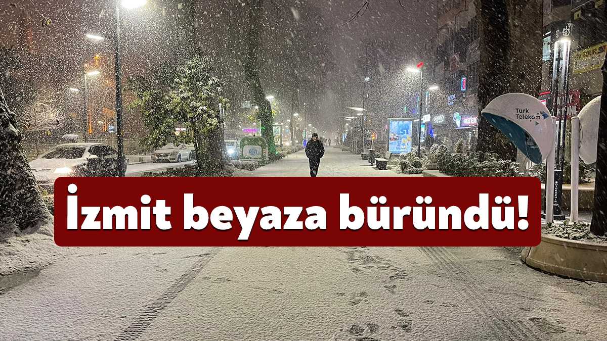 Öğle saatlerinde başlayan yağış nedeniyle İzmit beyaza büründü. İzmit'te kar