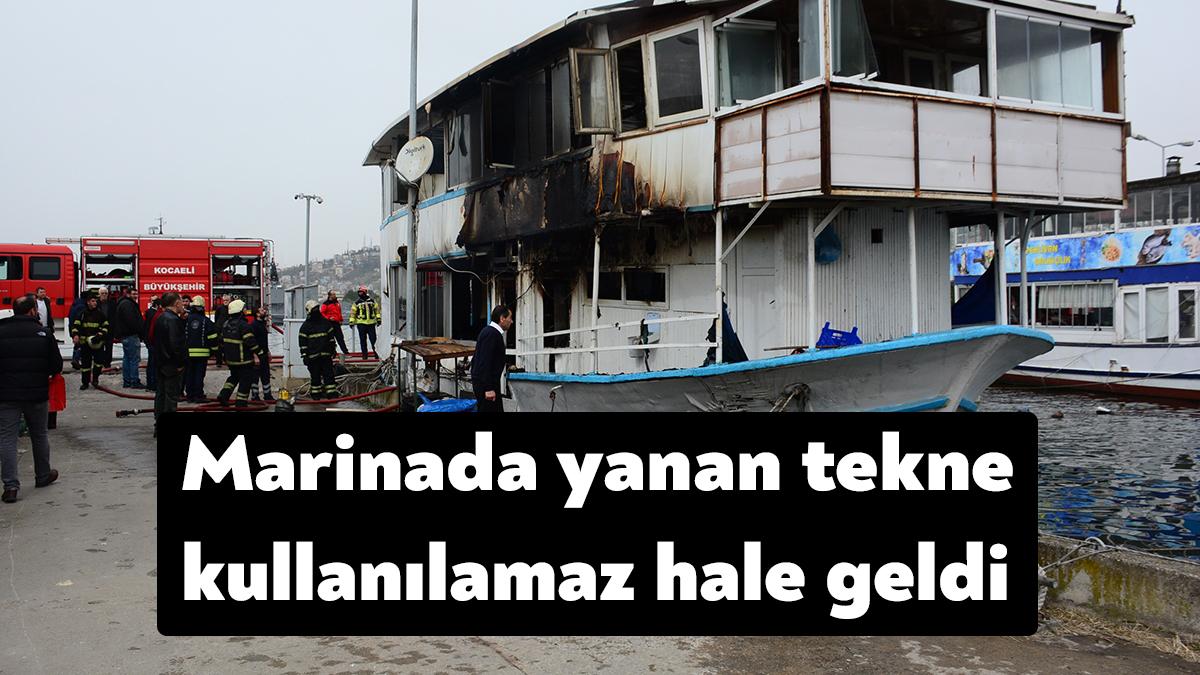 Kocaeli’de marinada balık restoranı olarak işletilen bir teknede yangın çıktı.