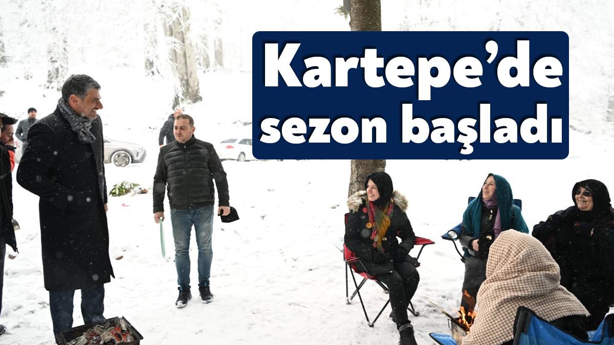 Beklenen kar yağışının gelmesiyle birlikte Kartepe’ye gelen vatandaşların mutluluklarına Kartepe