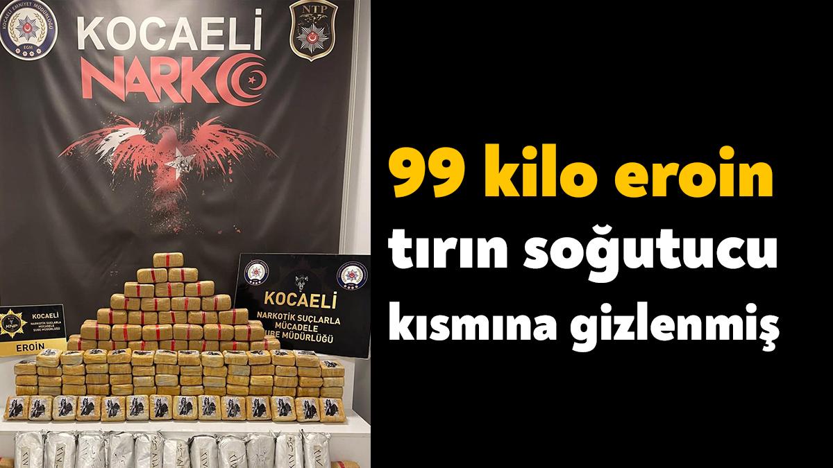 TEM Otoyolu Kocaeli geçişinde durdurulan saman yüklü tırda narkotik köpeği