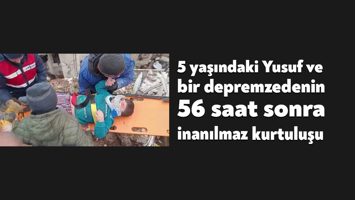Adıyaman'da depremin etkisiyle yıkılan binanın enkazında kalan 5 yaşındaki Yusuf