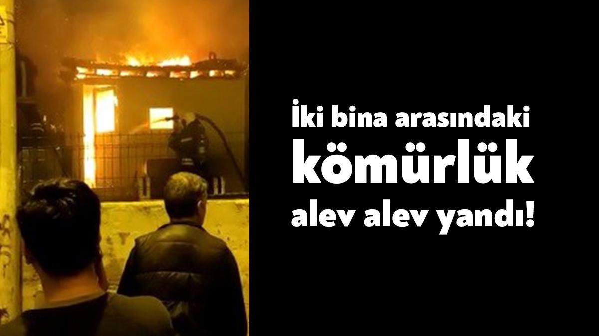 Kocaeli’nin Dilovası ilçesinde iki bina arasında bulunan kömürlük alevlere teslim