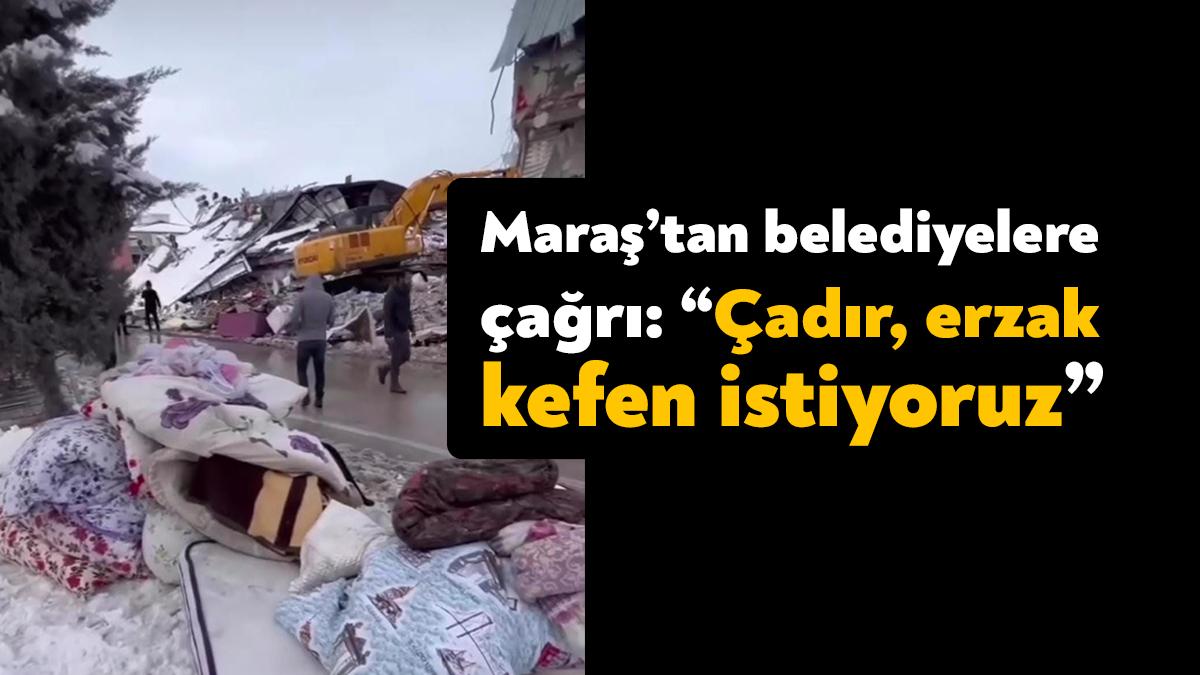 Kahramanmaraş’ın Elbistan ilçesinde yaşayan depremzedeler belediyelerden köy bölgelerine acil yardım