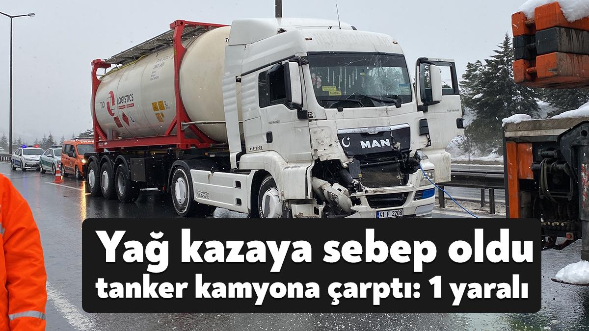 TEM Otoyolu Kocaeli geçişinde bir araçtan yola dökülen yağ sebebiyle
