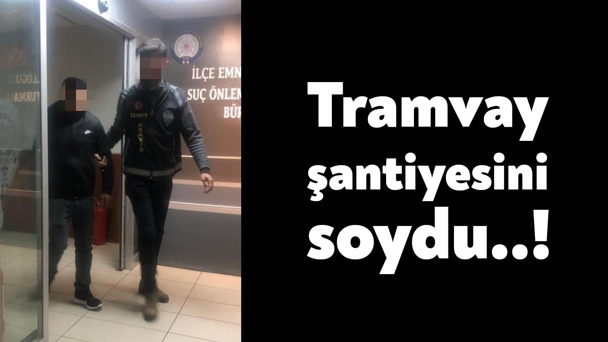 Kocaeli'nin İzmit ilçesinde tramvay inşaatı şantiyesinden kablo çalan 2 hırsızdan