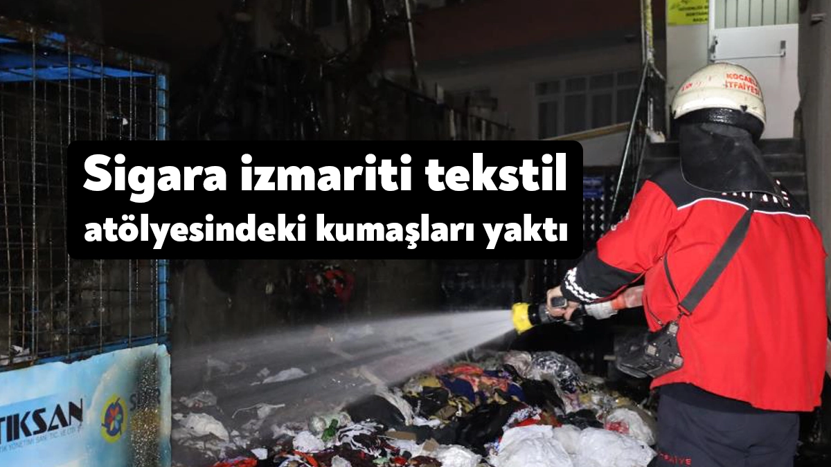 Kocaeli’nin Darıca ilçesinde bir tekstil atölyesinin bahçesinde bulunan atık kumaşlarda