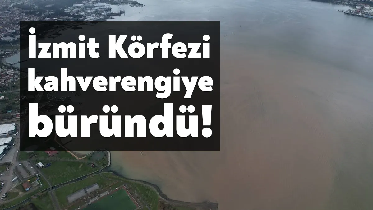 Kocaeli’de yağan yağmurun ardından dereden akan çamur sebebiyle deniz iki