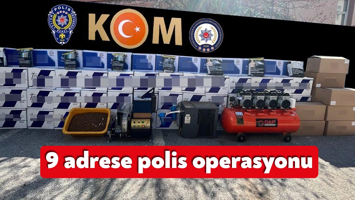 Kocaeli'nin Körfez ilçesinde polis ekiplerinin 9 farklı adrese düzenlediği operasyonda