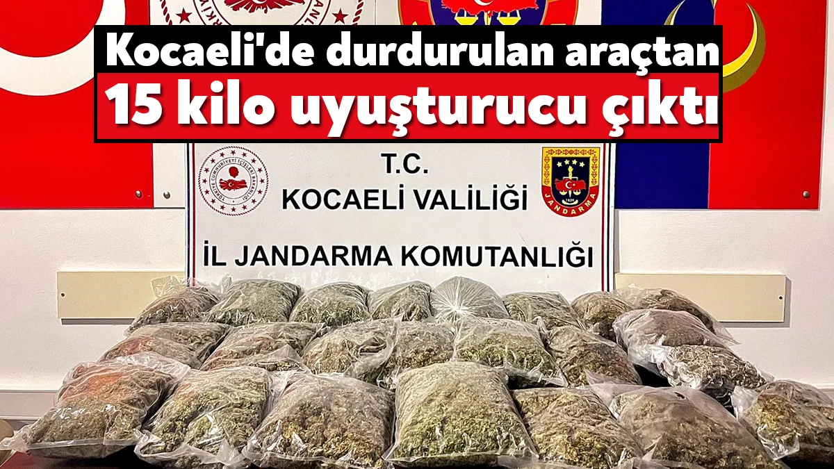 Kocaeli'nin Gebze ilçesinde, jandarma ekiplerinin şüphe üzerine durduğu araçtan 15