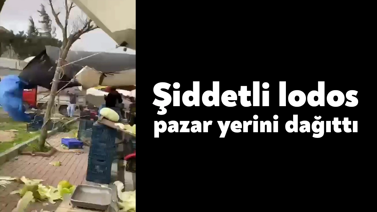 Kocaeli'de etkili olan lodos sebebiyle pazar çadırları uçtu, sebze ve