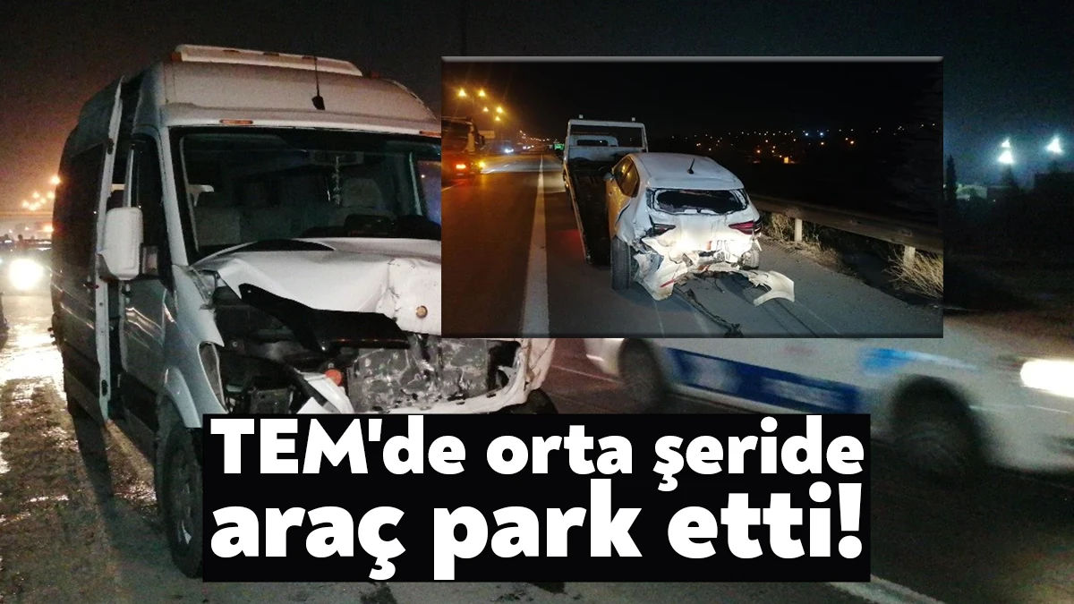 TEM Otoyolu Kocaeli geçişinde sürücüsü tarafından orta şeritte bırakılan otomobile,