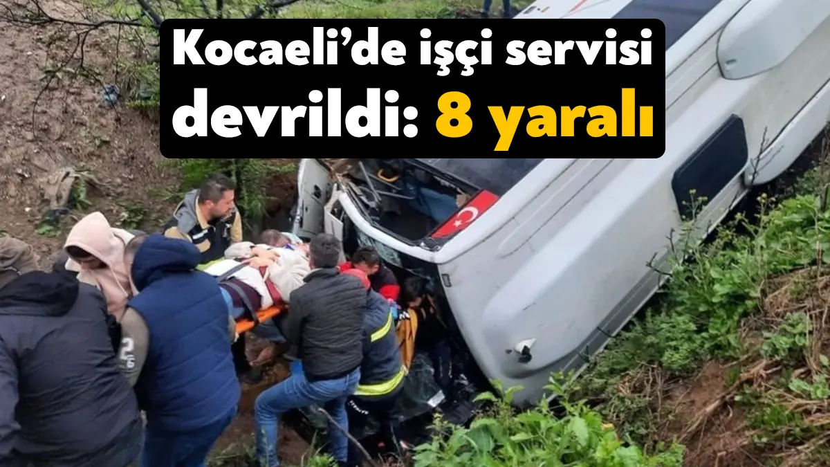 Kocaeli’nin Gebze ilçesinde şarampole uçan servis midibüsünde 8 işçi yaralandı.