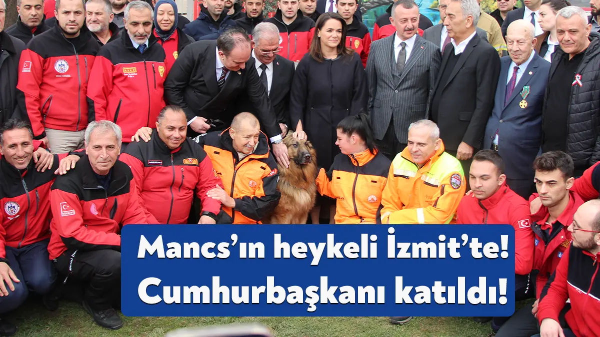 1999 depreminin sembol köpeği olan Macar arama-kurtarma köpeği Mancs’ın heykelinin