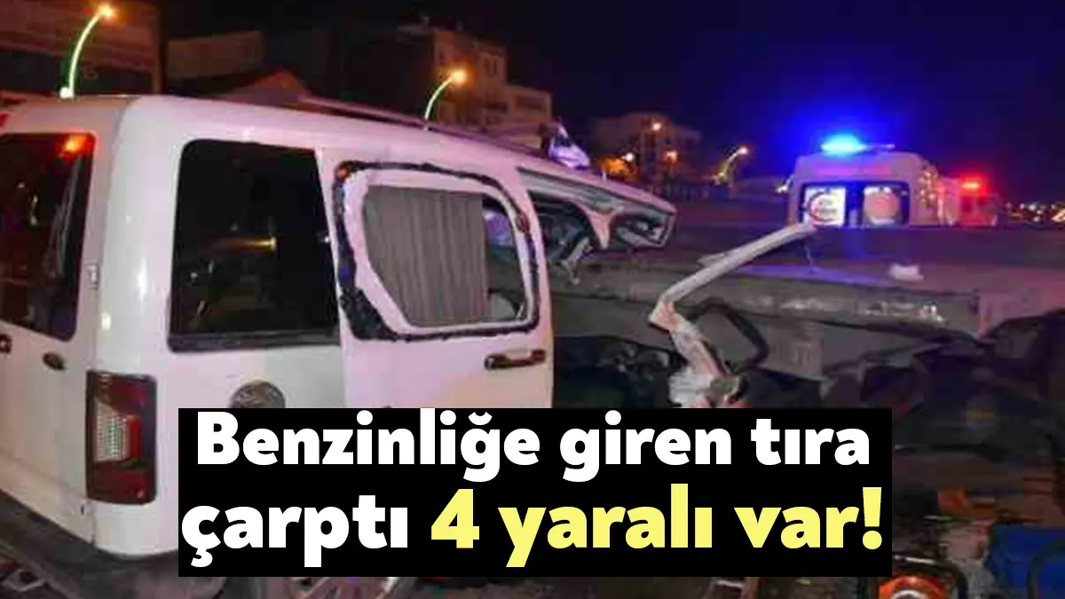 Kocaeli'de benzin istasyonuna girmek için yavaşlayan tırın dorsesine hafif ticari