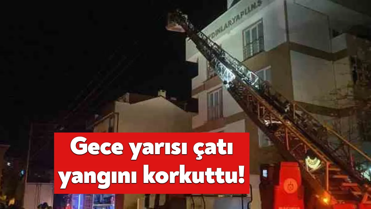 Kocaeli'de, tadilat yapılan 5 katlı aparmanın çatısında çıkan yangın itfaiye