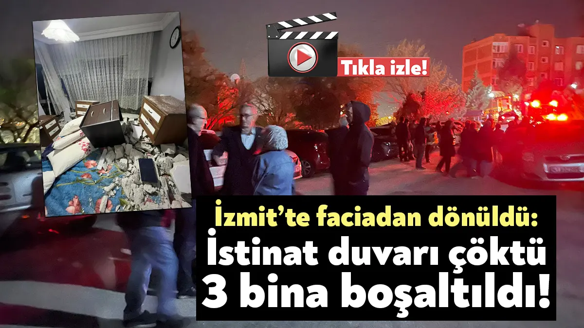 İzmit Yuvam Akarca’da istinat duvarının çökmesi nedeniyle onlarca daire hasar