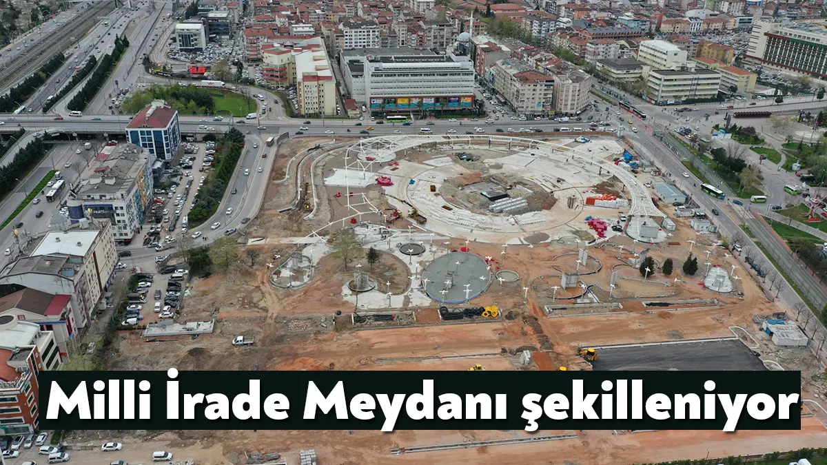 Kocaeli Büyükşehir Belediyesi’nce yapılan Milli İrade Meydanında çalışmalar sürüyor. Projeye