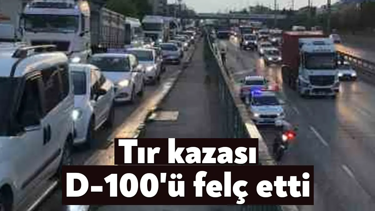 Kocaeli'de Derince Tüneli girişinde kaza yapan tır, makaslayarak durabildi. D-100