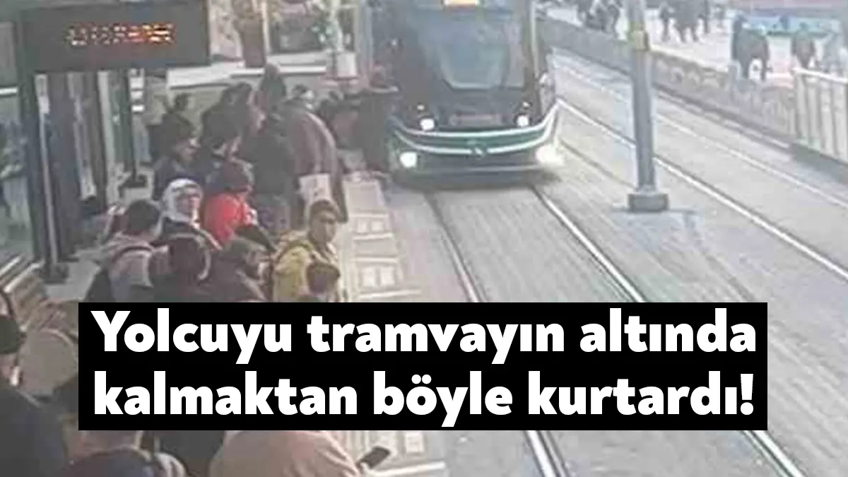 Kocaeli’de tramvay durağında karşıya geçmek isteyen kadın, güvenlik görevlisinin dikkati