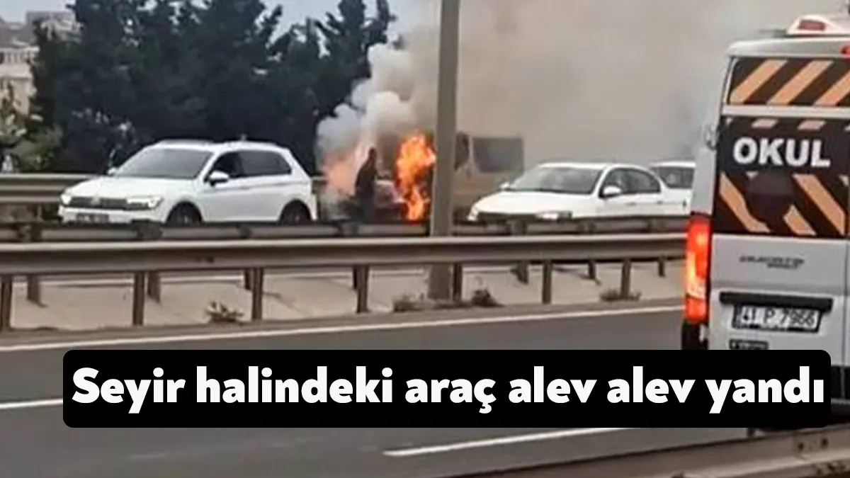 Kocaeli'nin Gebze ilçesinde seyir halindeki panelvan araç alevlere teslim oldu.