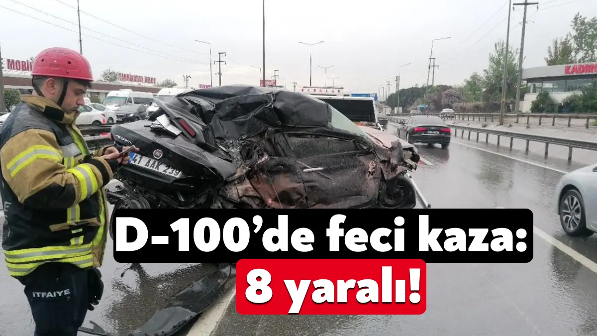 Kocaeli'nin Çayırova ilçesi D-100 kara yolunda 5 otomobil, 2 servis