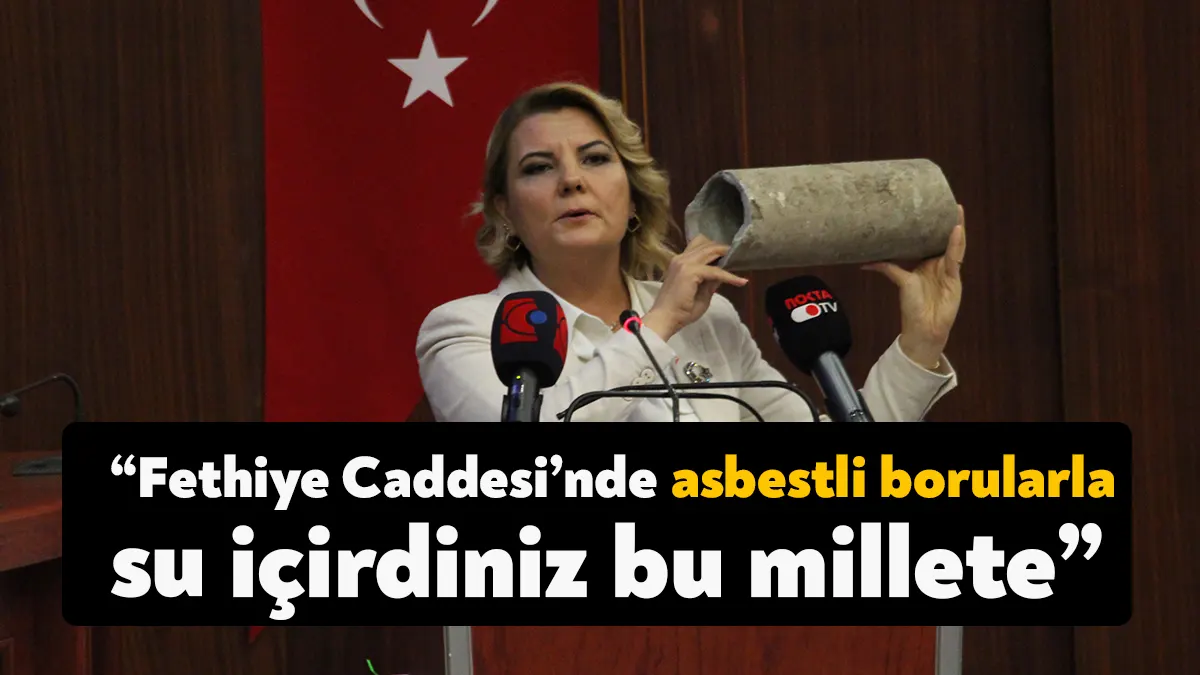 İzmit Belediye Başkanı Fatma Kaplan Hürriyet, bir boruyu göstererek “Fethiye