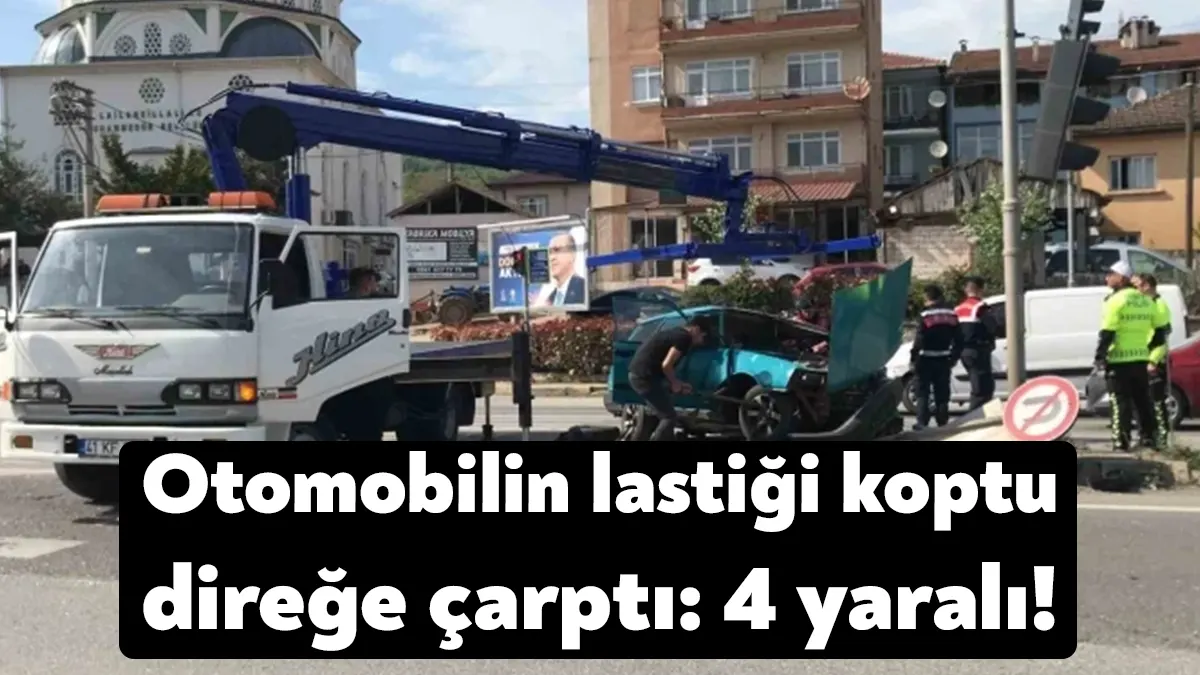 Kocaeli'nin Kartepe ilçesinde sol arka lastiği yerinden kopan otomobil, trafik