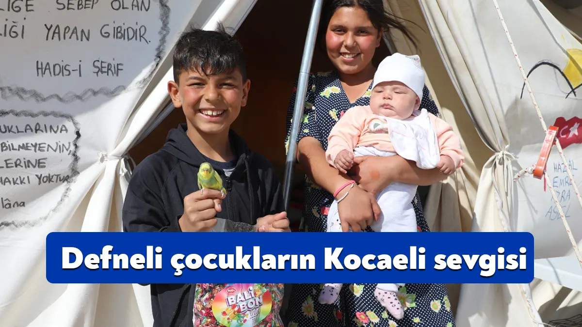 Bayram şekeri ve çikolatalarını Çadır Kentte Kocaeli Büyükşehir Belediyesi’nden alan