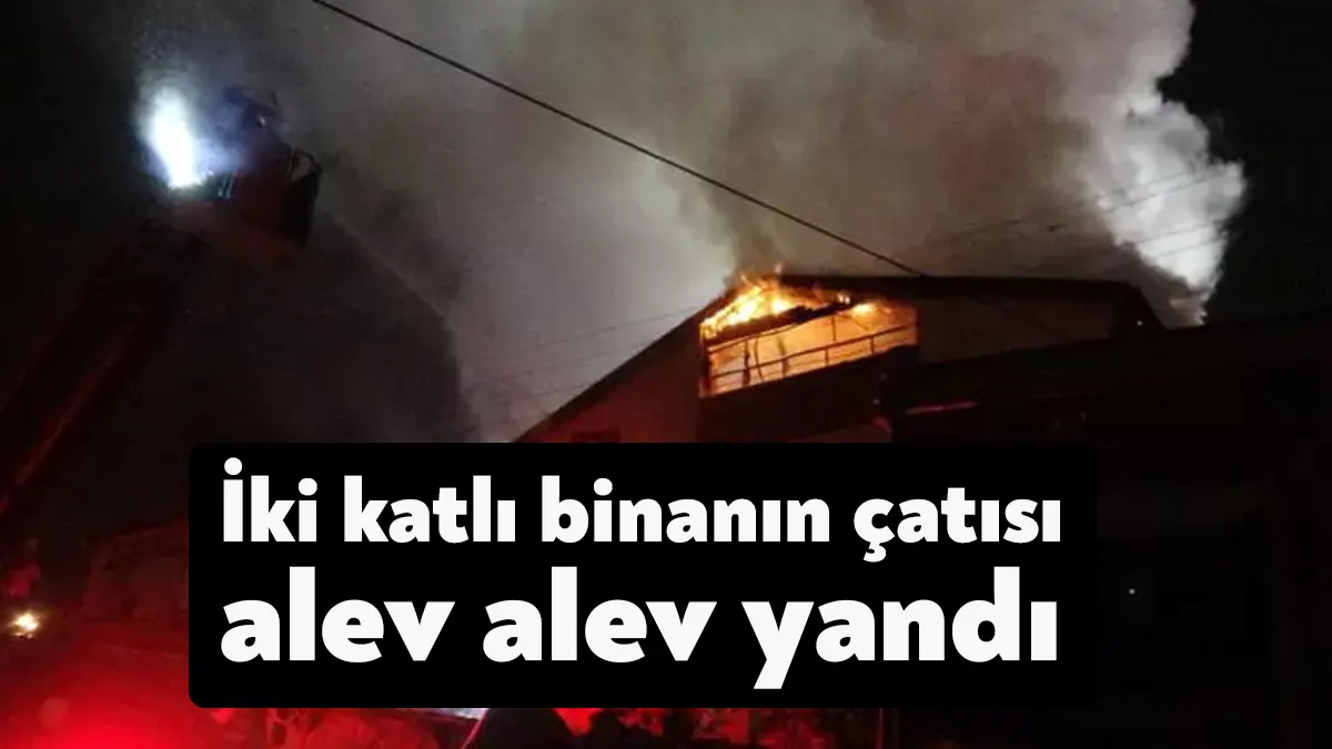 Kocaeli'nin Kartepe ilçesinde iki katlı binanın çatısı alevlere teslim oldu.