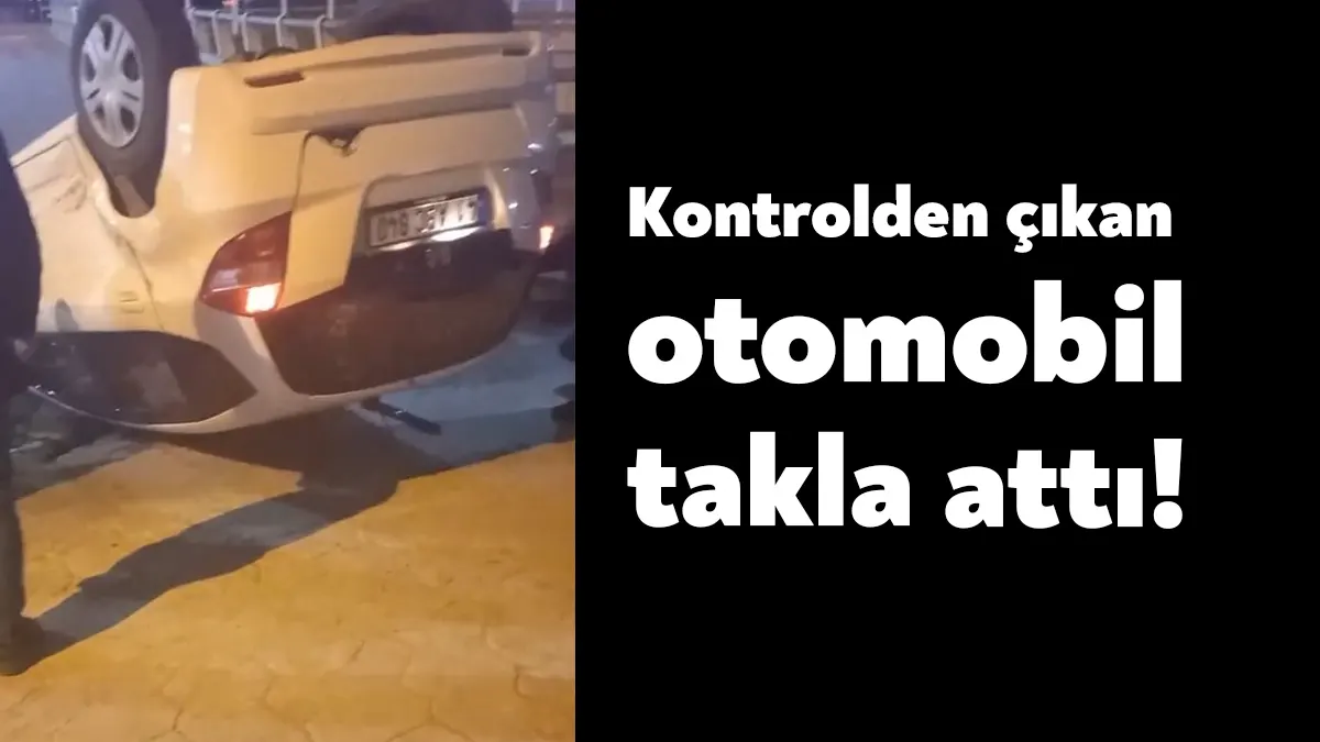 Kocaeli'nin Körfez ilçesinde kontrolden çıkan otomobil takla atarak ters durabildi.