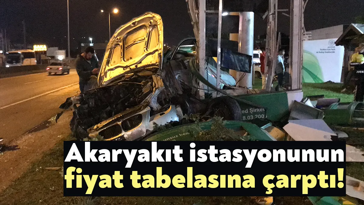 Kocaeli’nin Başiskele ilçesinde aracının direksiyon hakimiyetini kaybeden sürücü, akaryakıt istasyonunun