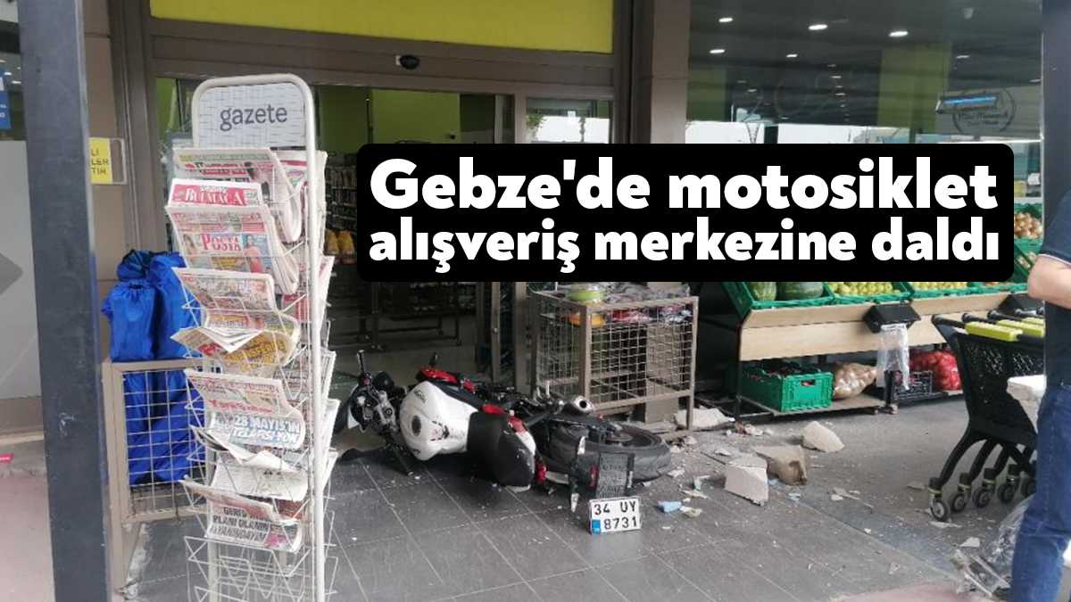 Kocaeli'nin Gebze ilçesinde sürücüsünün kontrolünden çıkarak direğe çarpan motosiklet, daha