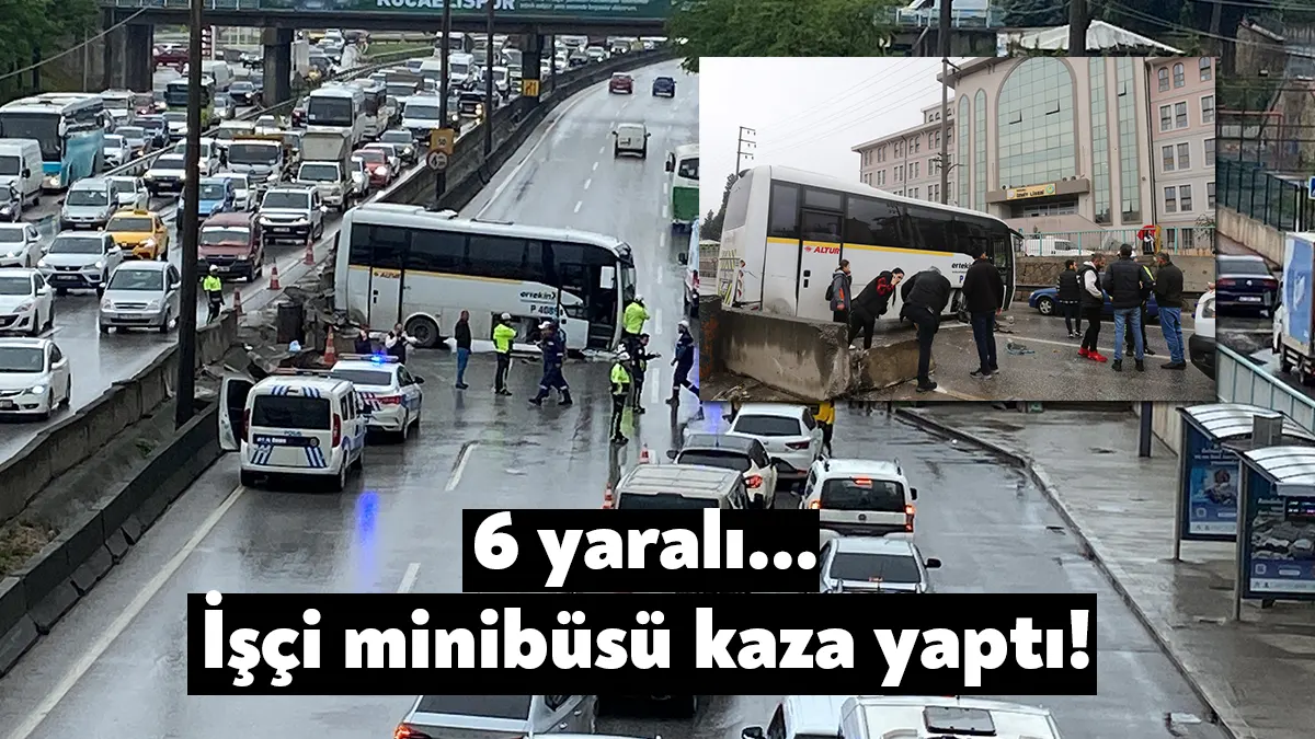 Kocaeli'nin İzmit ilçesinde seyir halindeki servis midibüsü yağmur sebebiyle kayganlaşan