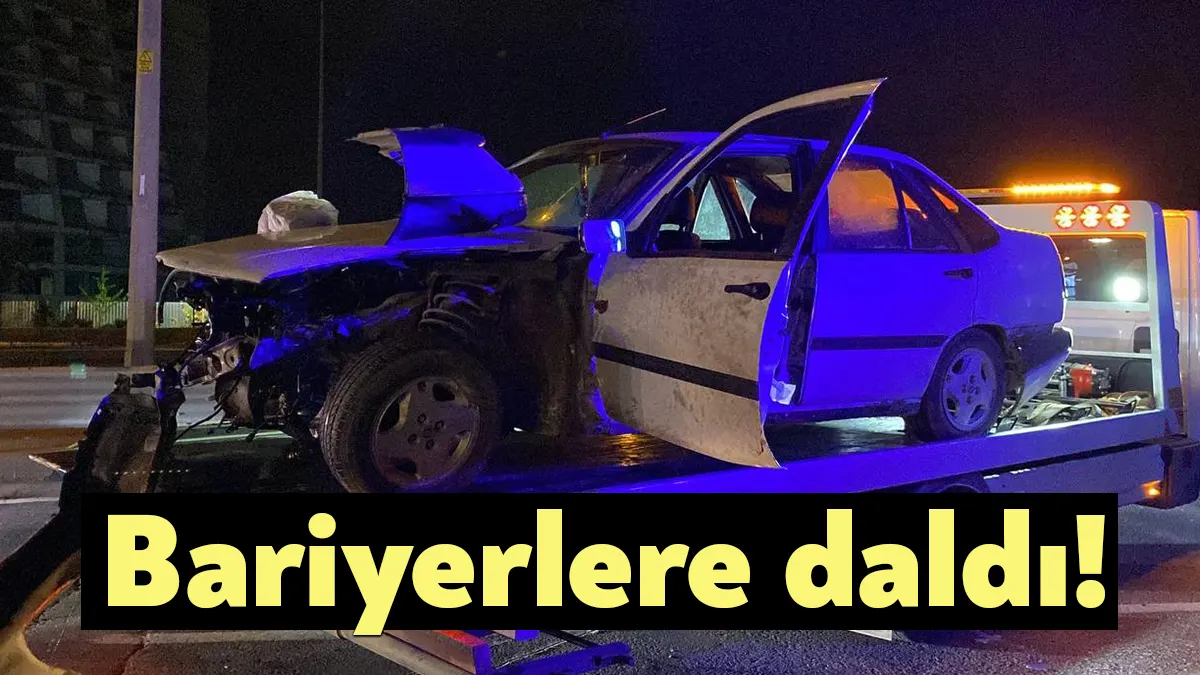 Kocaeli’de D-100 Başiskele geçişinde otomobilin direksiyon hakimiyeti kaybeden sürücü, bariyerlere