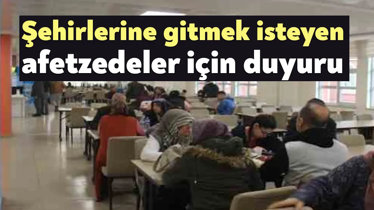 Kocaeli Valiliği'nden geçici barınma amacıyla ilimize gelen afetzedelerin illerine