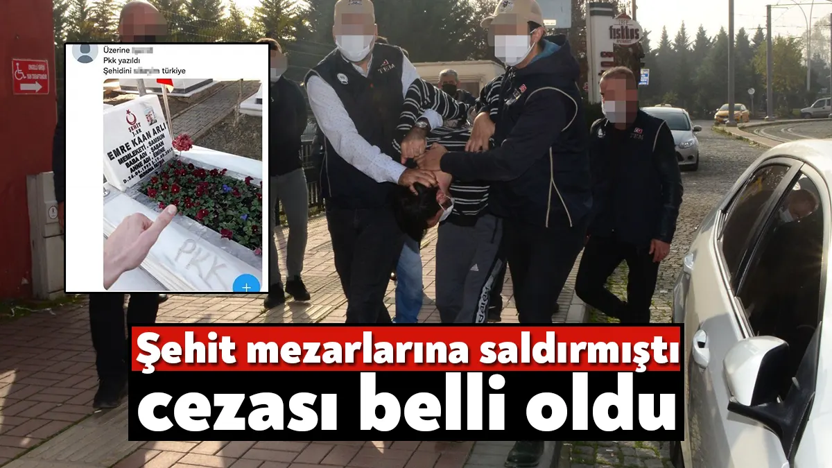 Kocaeli'de 4 şehit mezarına "PKK" yazan ve küfürler ederek sosyal